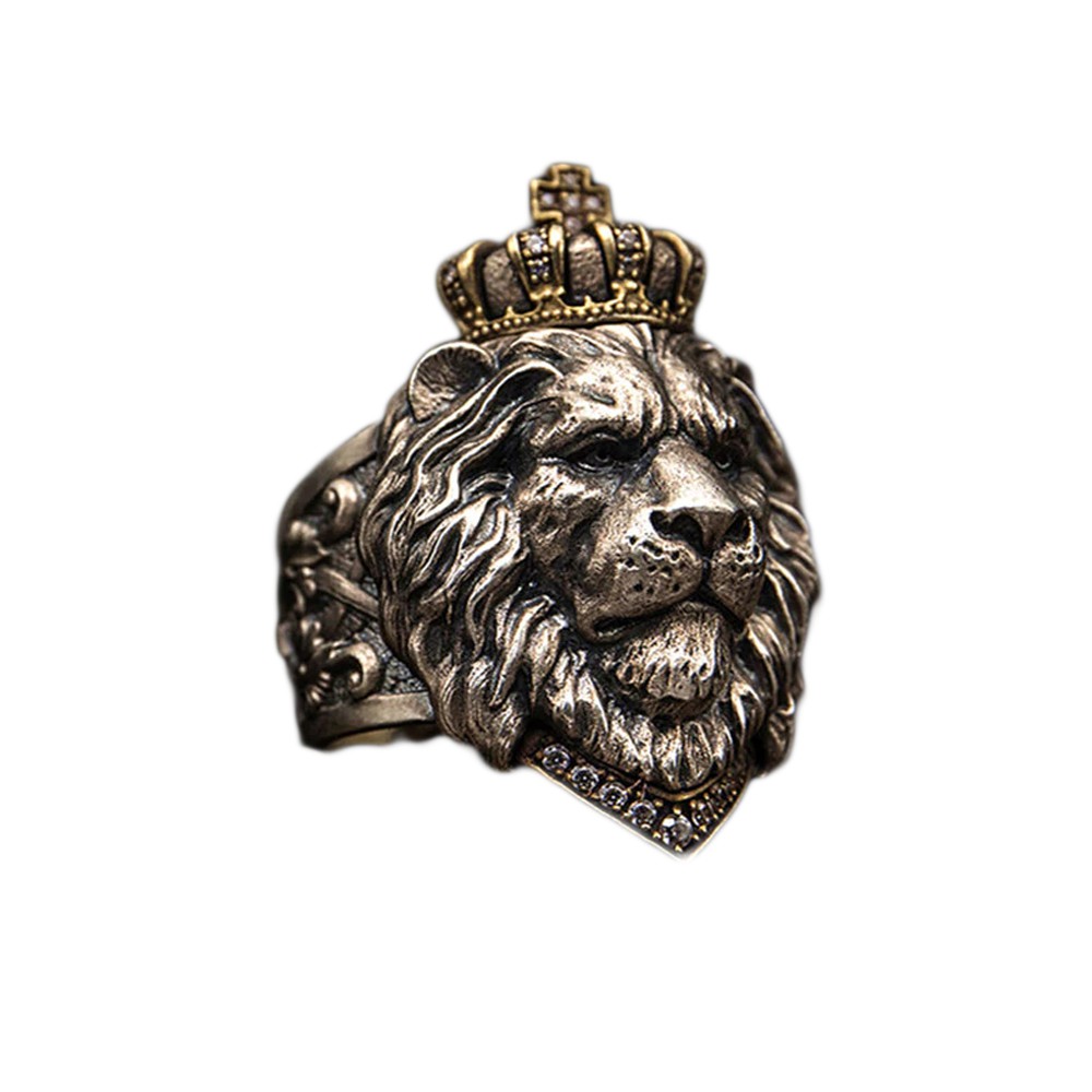 Anel Leão Ajustável Jesus Cristo O Rei Leão Da Tribo de Judá Coroa
