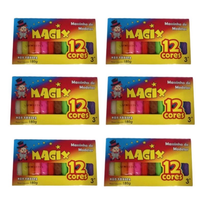 6 Pacotes De Massinha De Modelar 12 Cores Magix | Shopee Brasil