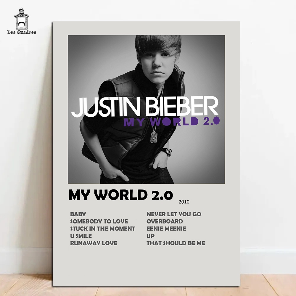 Placas Decorativas do Justin Bieber My World 2.0 em MDF 28x20cm