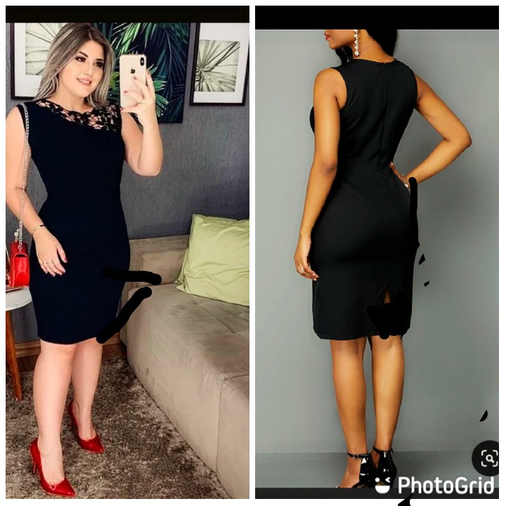 Vestido De Renda Moda Evang Lica Social Midi Vestido Tubinho Preto Plus Size Shopee Brasil