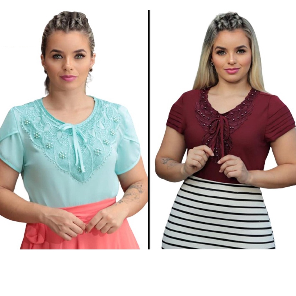 Blusa Social Crepe de Seda com Perola (Branca)