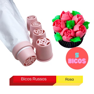 Jogo Decor Útil Com 5 Bicos Russos Para Decorar Bolos Cupcakes