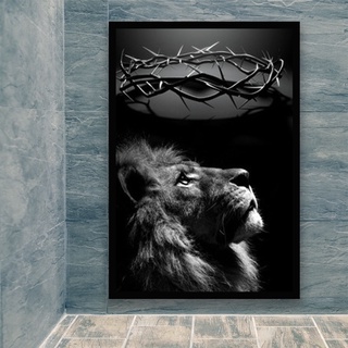 Quadro Decorativo Religião Jesus Cristo e Leão de Judá Quarto Sala Envio Imediato