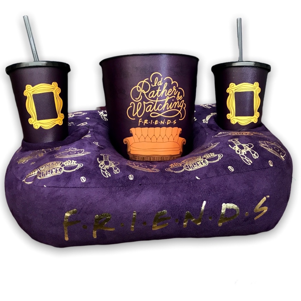 Almofada Friends Oficial Kit Pipoca Balde + Copos Presente Decoração