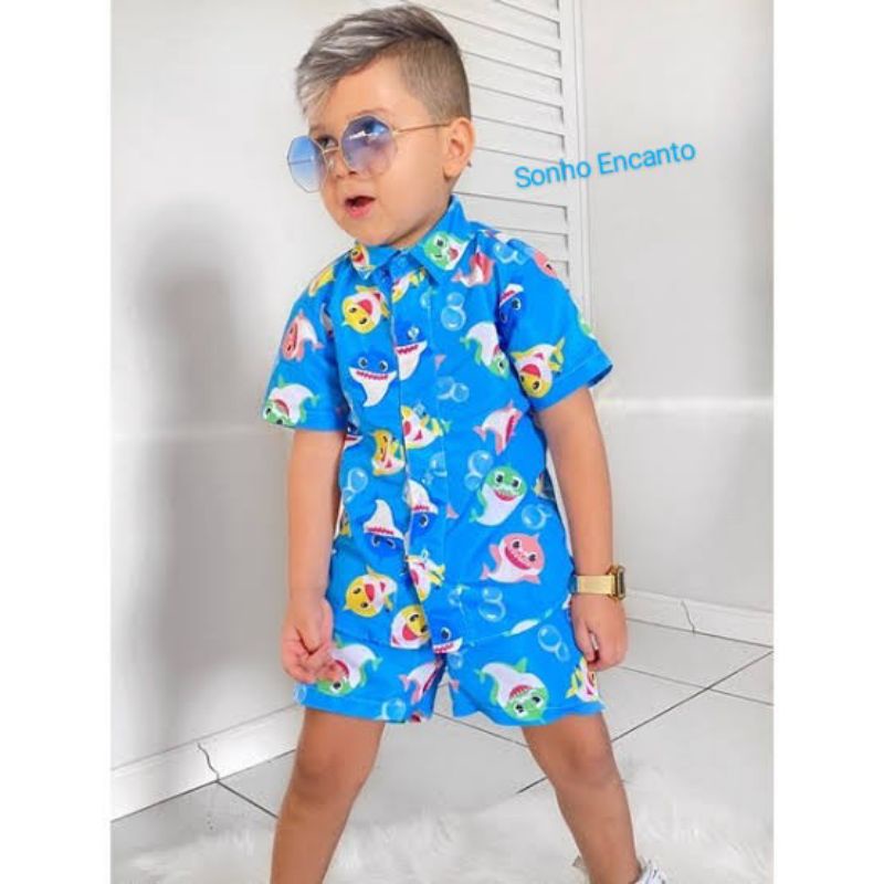 Conjunto Mauricinho Temático Baby Shark Conjunto Mauricinho Infantil ...