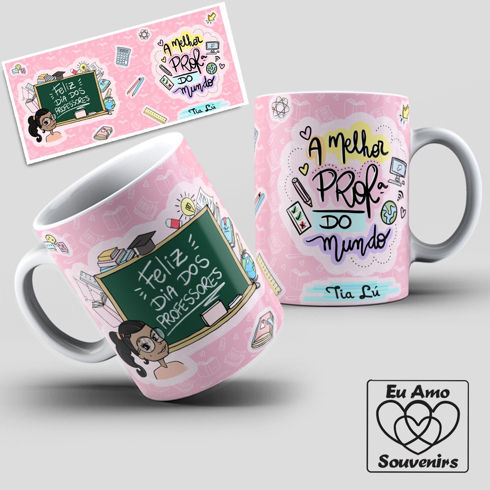 Caneca Personalizada Dia dos Professores A Melhor Professora do Mundo +  Caixinha de Presente Branca | Shopee Brasil