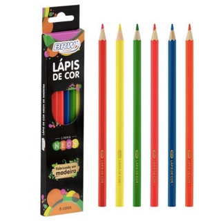 Lápis de Cor BRW Neon com 6 Cores