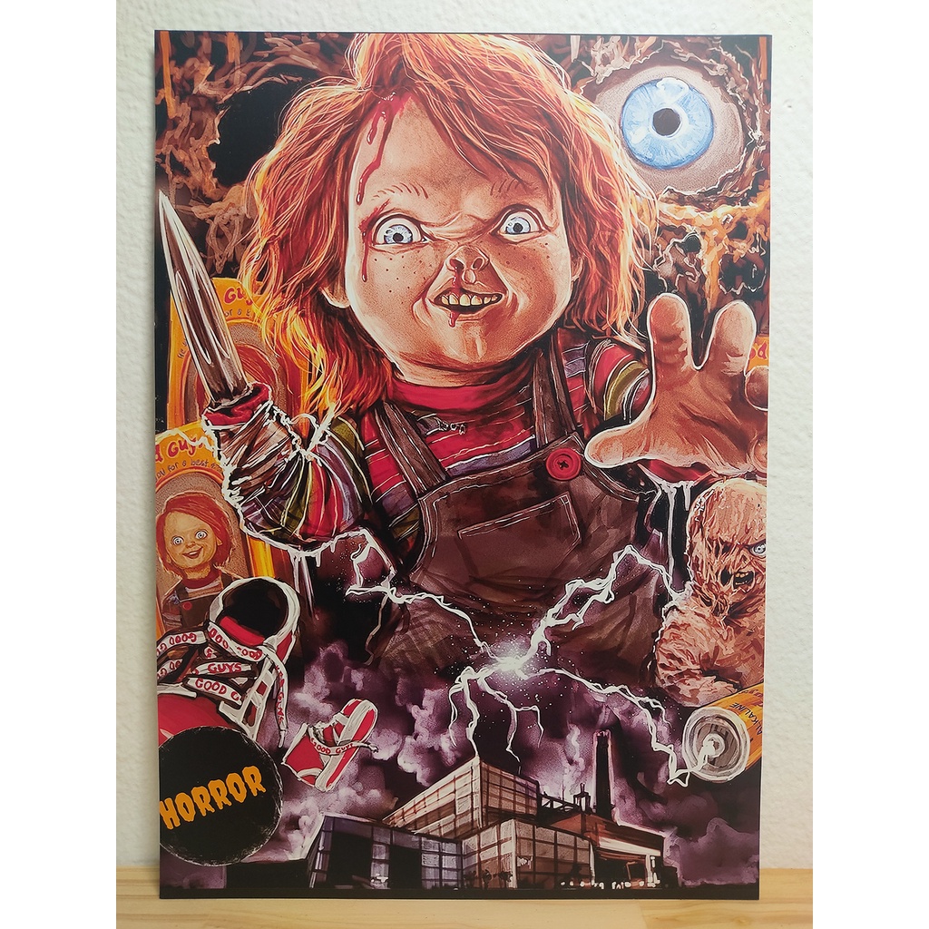Quadro Decorativo Poster Chucky O Boneco Assasino filme Emoldurado 30x42cm  no Shoptime