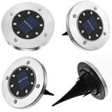 Kit 4 Luminária Solar Luz 8 Led Jardim Grama Externo Luz Fria