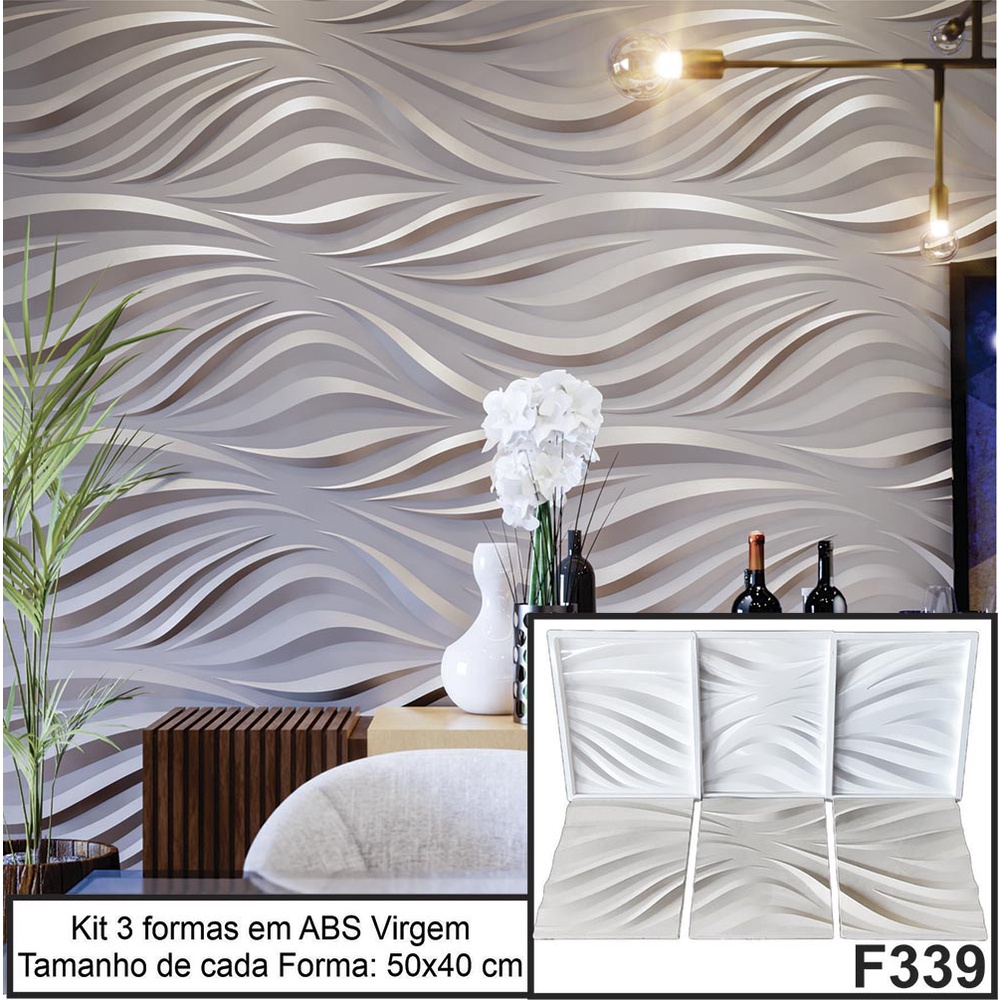 3 Formas Abs 2 Mm Virgem Gesso E Cimenticio 3d F339 40x50 Cm