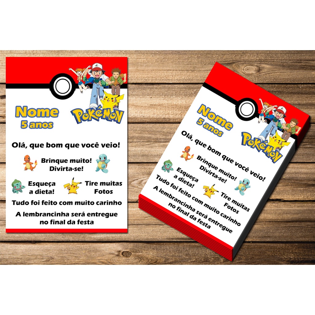 Carta Tag de Agradecimento Pokémon Personalizada