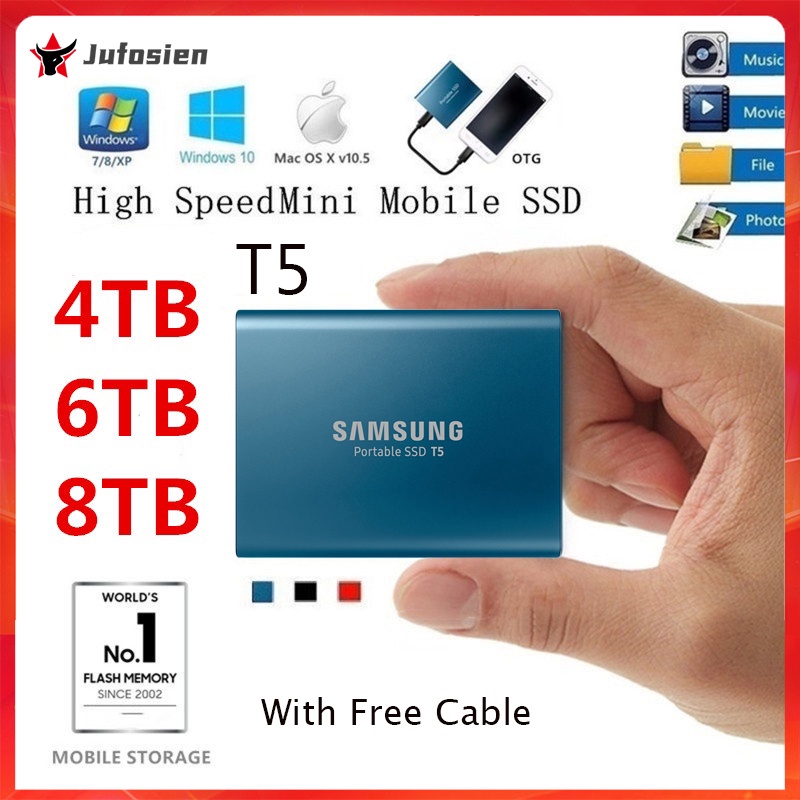 (Chegam Novas) Mini Ssd Samsung T5 hd Externo Portátil 4tb 8tb