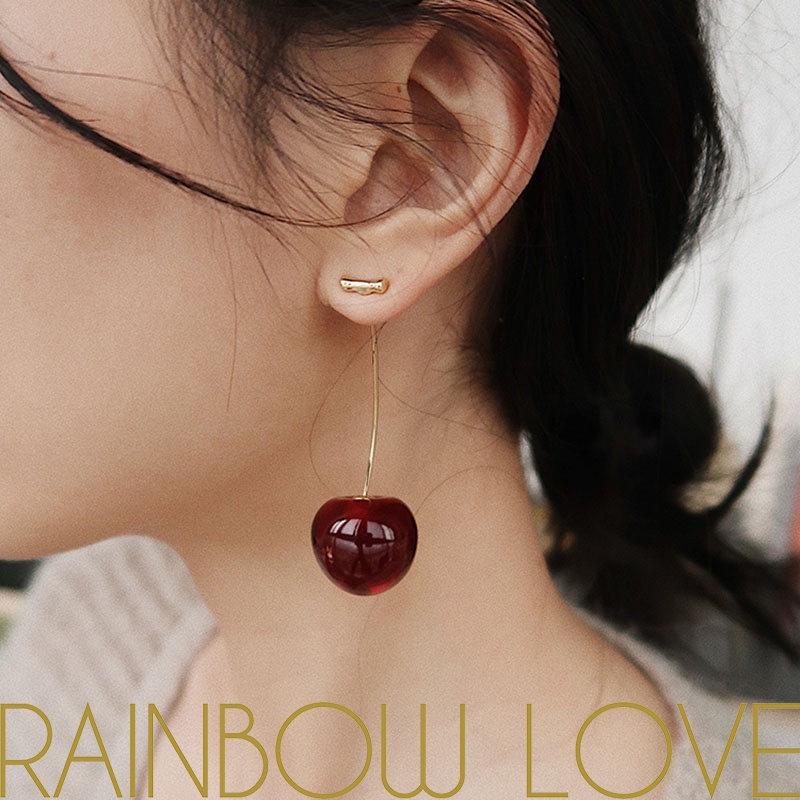 1 Pair Korean Vintage Temperament Cherry Earrings Shopee Brasil