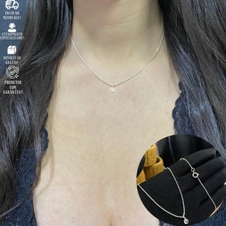 Colar Gargantilha Com Pedra Prata 925 Ponto de Luz Feminino Delicado Banhado A Prata 925 em Oferta na Shopee