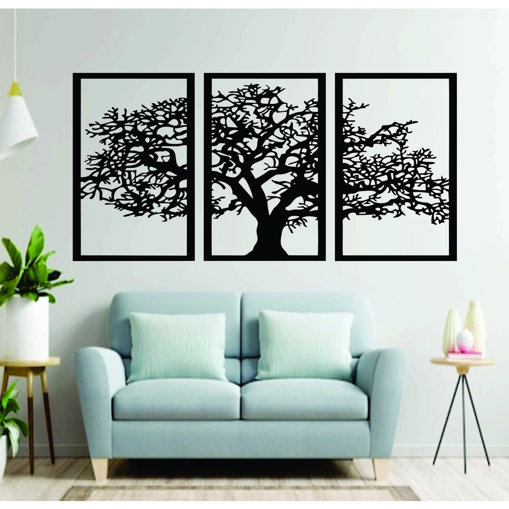 Quadro Árvore da Vida Decoração MDF sala VAZADO 3 PÇS DECOR