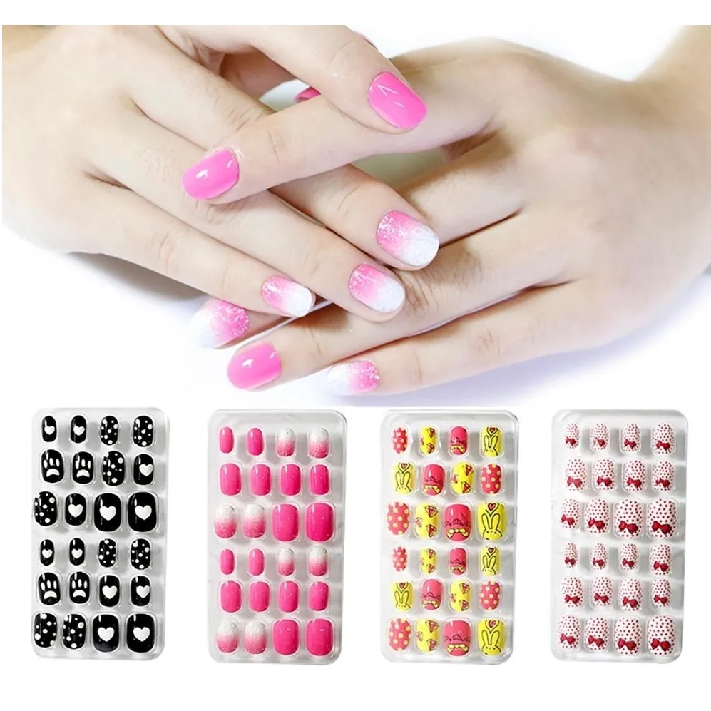 Kit 12 Unhas Postiças Kids Infantil Teen Decoradas Crianças | Shopee Brasil