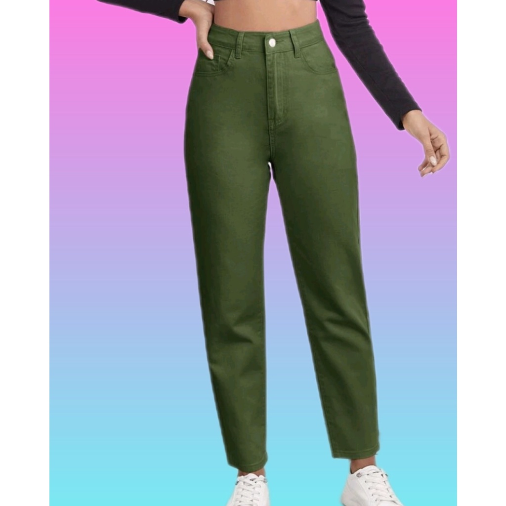 Mom jeans verde militar new arrivals