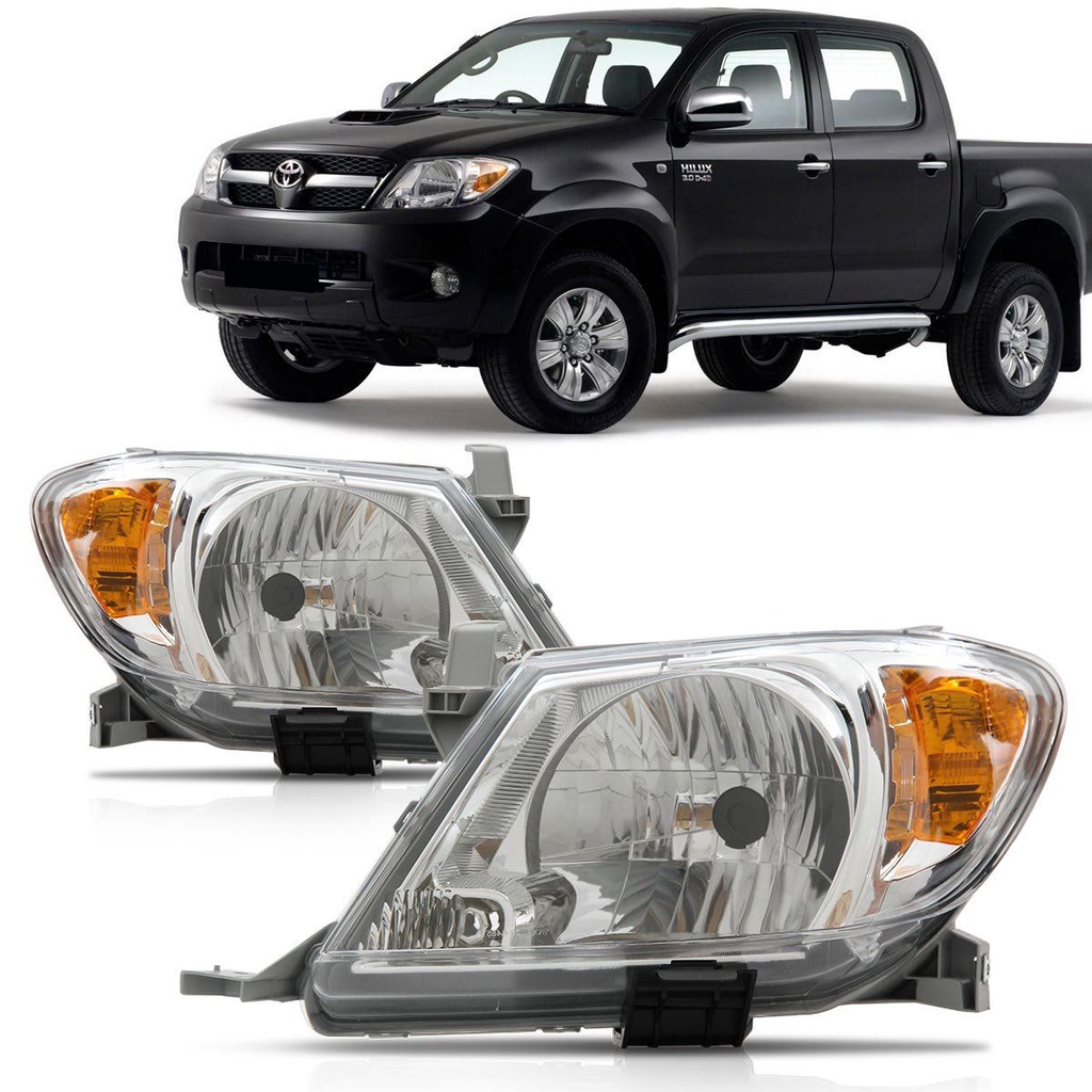 Farol Hilux Srv 2005 2006 2007 2008 Cromado | Shopee Brasil