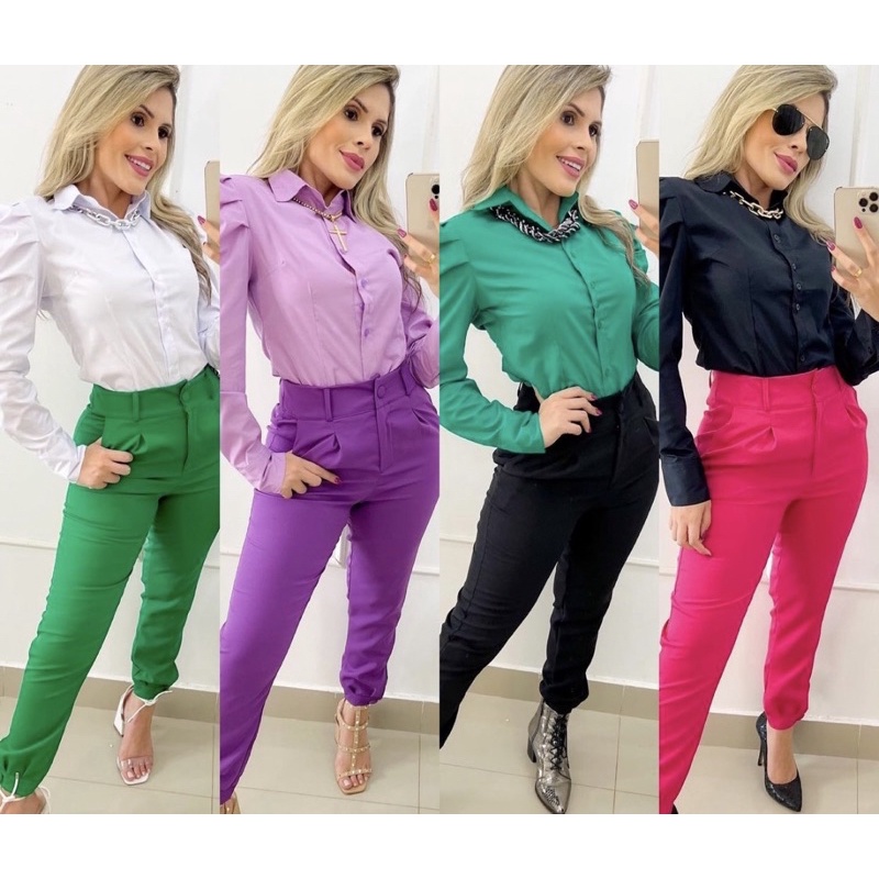 Calça social sale e camisa feminina