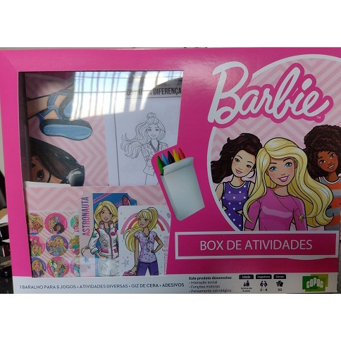 Box De Atividade Barbie Jogo De Cartas Carton Colorir 90943