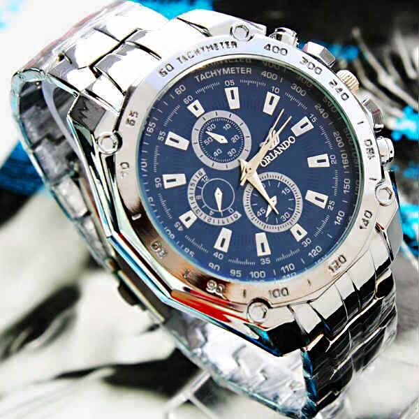 ORLANDO Men Watches Luxury Stainless Steel Quartz Wristwatches Male Clock