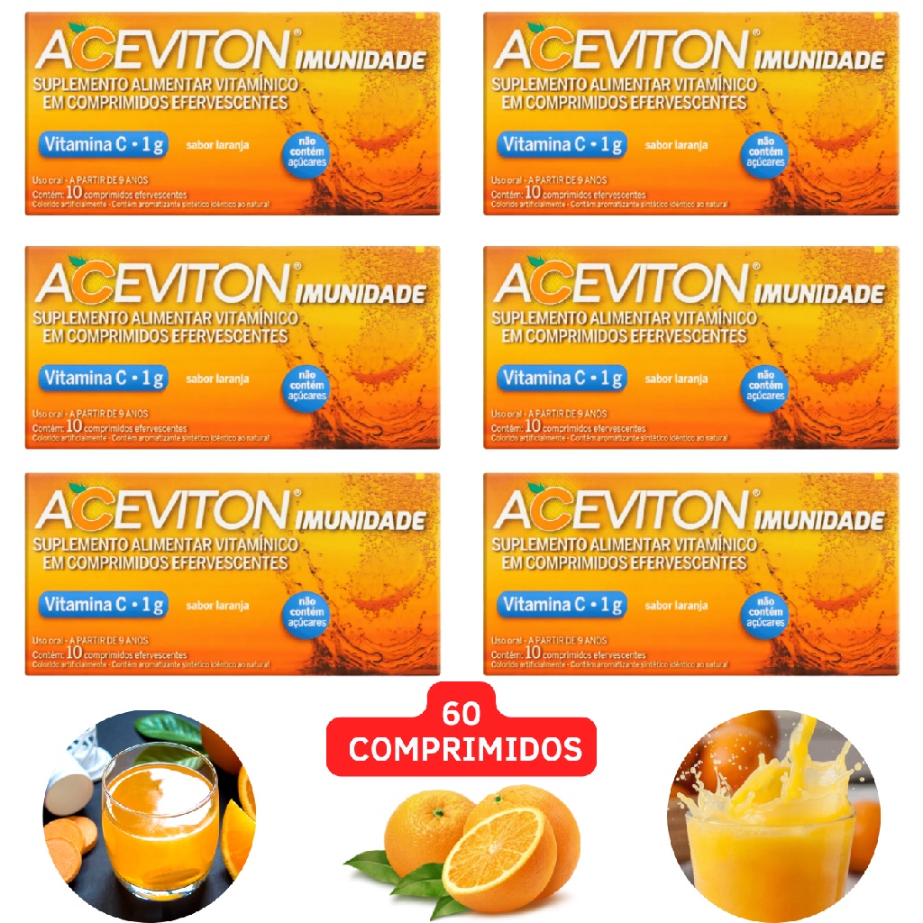 Ofertas de Vitamina C Efervescente Aceviton Imunidade laranja