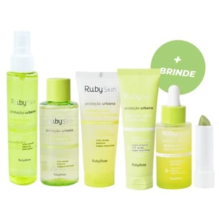 Kit 6 Produtos Linha Completa Proteção Urbana Tratamento Facial Ruby Skin Care Ruby Rose com brinde