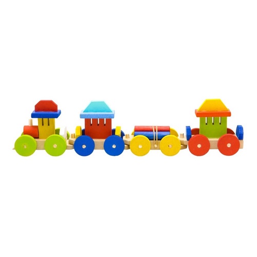 Trêm Grande Brinquedo Trenzinho Educativo De Madeira Com 4 Vagões ...