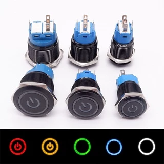 16mm 19mm 22mm Oxidação Black Metal Botão Interruptor De Bloqueio À Prova D'água Imprensa Do Carro Alimentação PC 5 V 12 24 220