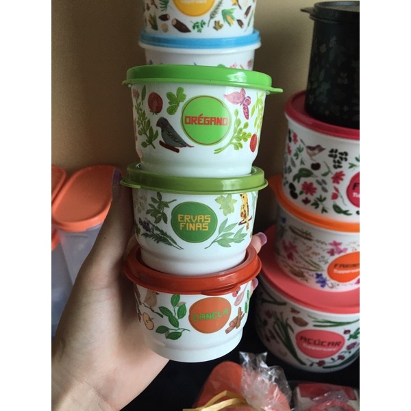 Conjunto Potinhos Linha floral Tupperware | Shopee Brasil