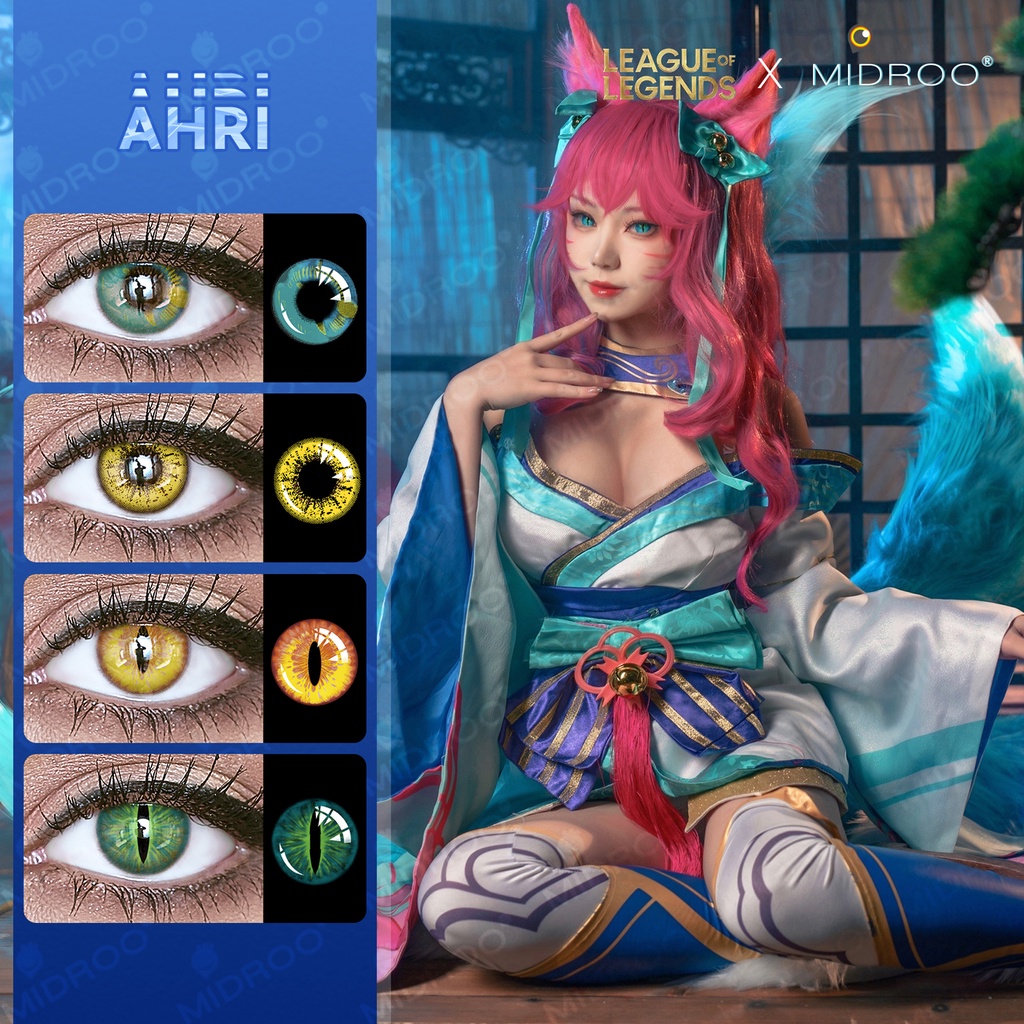 Midroo 2 Pçs/Par Lentes De Contato League Of Legends Jogo Cosplay Ahri  Lente Para Uso De Olho Maquiagem 14.5mm | Shopee Brasil