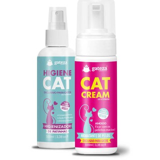 Gatos Creme Hidratante de Pelos e Higienizador de Patas Combo Gateza Pet Shop