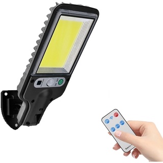 Mini Luminária Solar Sensor Poste Rua Parede 117cob Controle Luz Branco frio À Prova D