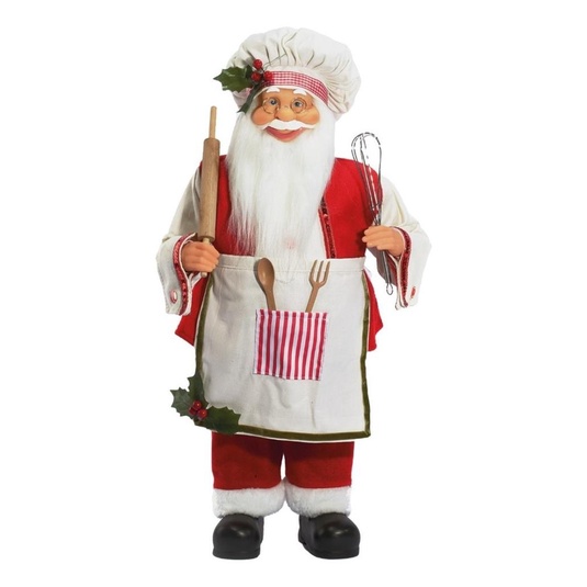 Boneco Natal Papai Noel Cozinheiro Padeiro Chef Em Tecido 48cm