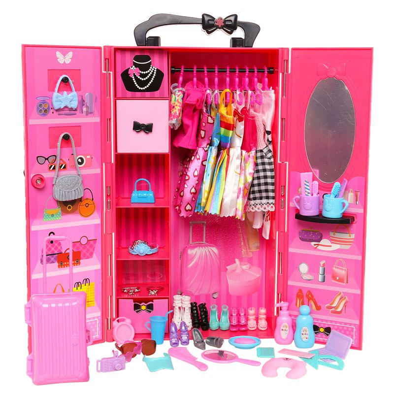 Barbie Roupeiro para Dollhouse, Móveis de Moda com Acessórios