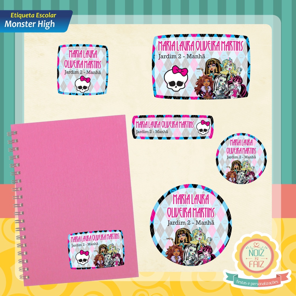 Etiqueta / Adesivo para Material Escolar Monster High | Shopee Brasil