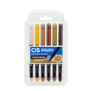 Caneta CIS Brush Pen Aquarelável Estojo c/ 6 Tons de Pele