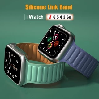 Alça De Ligação De Silicone Laço Magnético Para Apple Watch Band 45mm 44mm 40mm 38mm iWatch Series 7 6 SE 5 4 3 2 Pulseira Esportiva 42mm 41mm