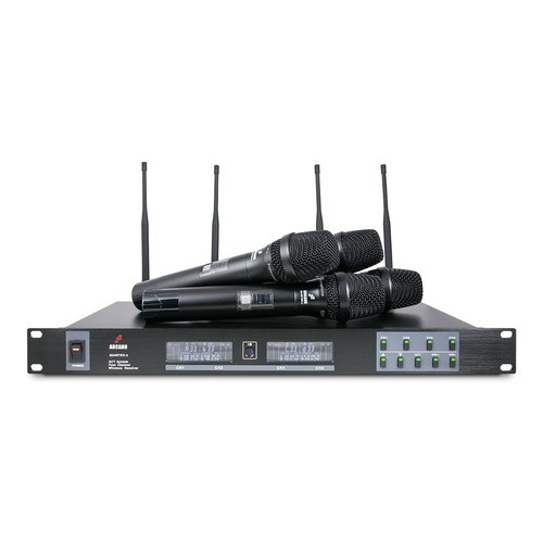 Microfone sem fio quádruplo UHF Arcano Quarter-A 4 microfones