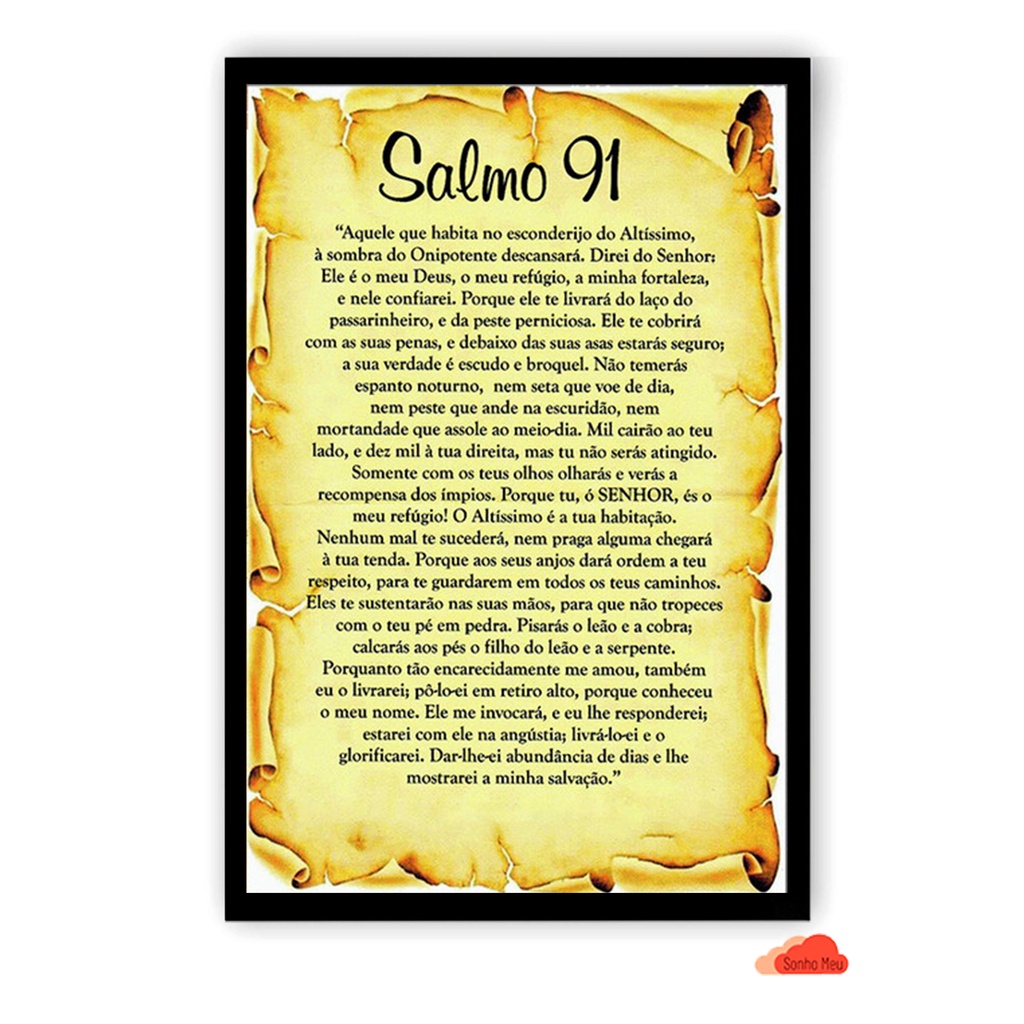 Quadro Salmo 91 com Moldura e Laminado A3 42x30cm. | Shopee Brasil