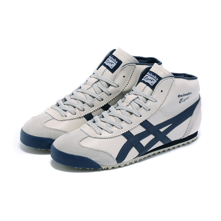 Onitsuka tiger ASICS Tigre México 66 [100 % Genuíno] Sapatos De Couro Masculinos E Femininos Corrida casual Esportivos Bege Tênis De Cano Alto Preto