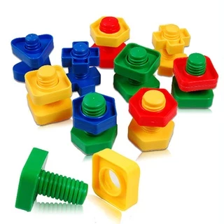 5 Conjunto Parafuso Blocos De Construção De Inserção De Plástico Forma Porca Brinquedos Para Crianças Educativos Modelos Escala montessori