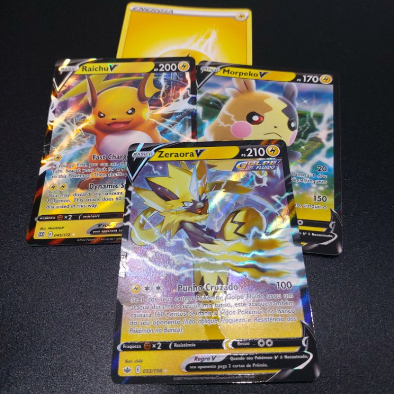 Kit Ultra raras tipo elétrico - 3 cartas V originais Cartas Pokémon