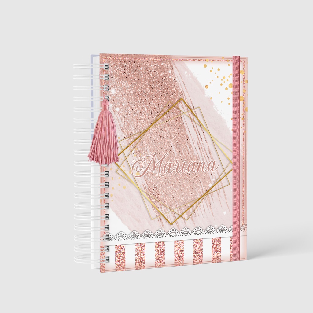 Agenda Personalizada Rose Brilho Com Nome | Shopee Brasil