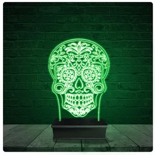 Luminária Abajur Acrílico Led - Caveira Mexicana 03