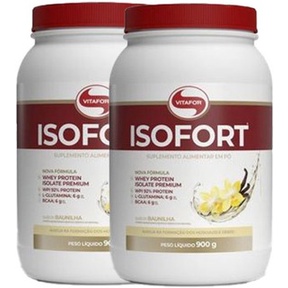 2x Whey Isofort Vitafor 900g Proteina Isolada De Alta Pureza