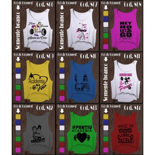 Kit 3 Cropped Camiseta Feminina Academia