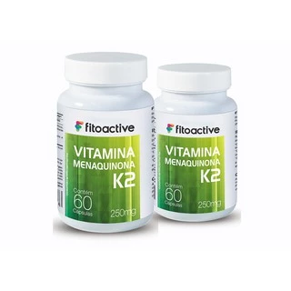 Kit 2 Vitamina K2 MK7 Menaquinona 65 MCG 60 Cápsulas Fitoactive