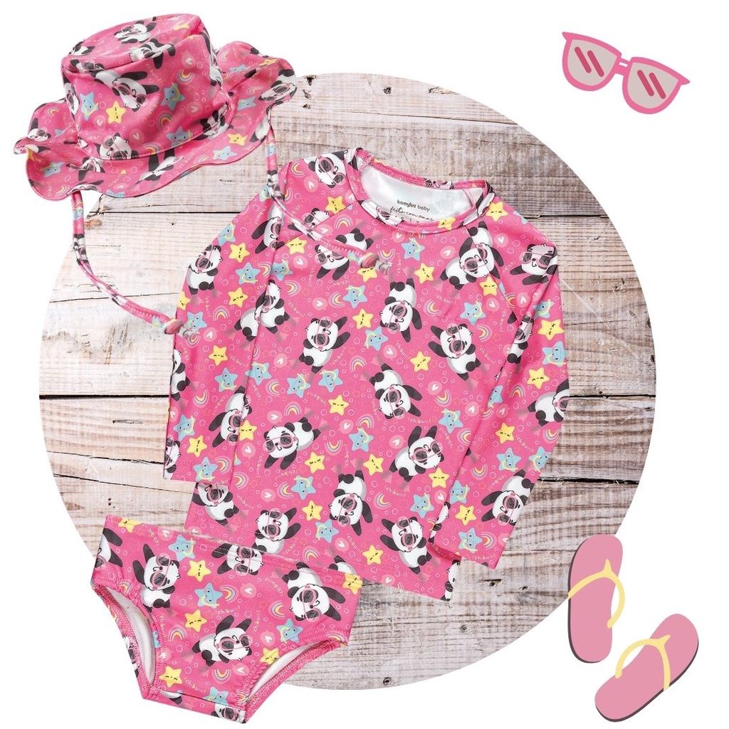 Conjunto Infantil de Calcinha + Camisa de Proteção UV 50+ com ou sem chapéu Kamylus