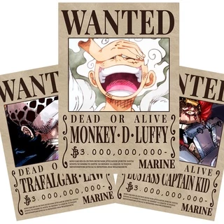 Quadro one piece 40x30 Luffy Law Eustass kid novas recompensas wano